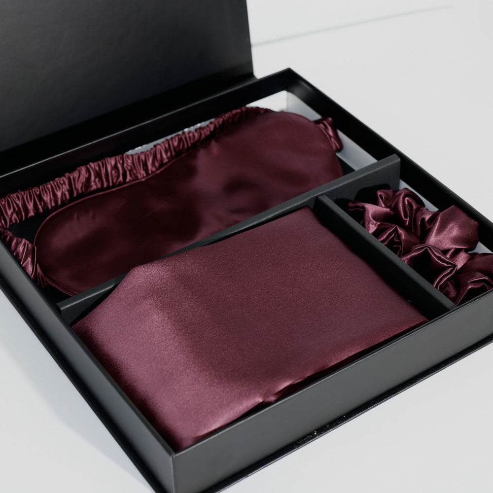 22M Gift Box Silk Set -  Pillowcase, Eye Mask and Hair Ring