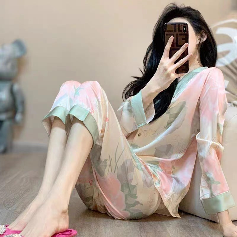 High-end Ice Silk Pyjama Set