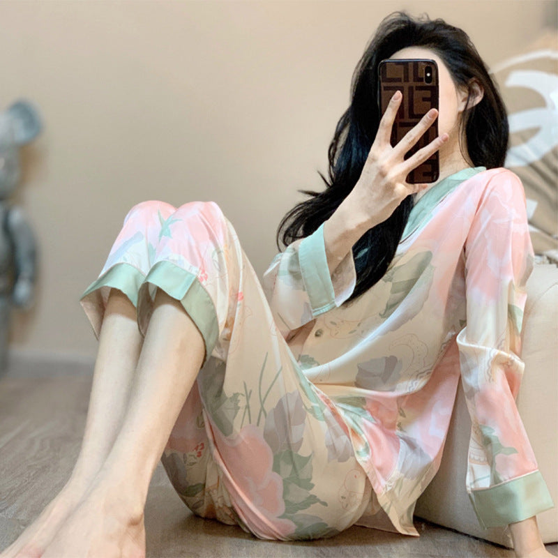 High-end Ice Silk Pyjama Set